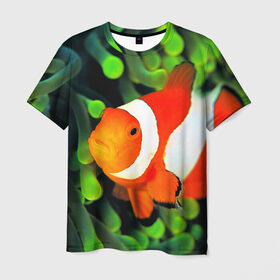 Мужская футболка 3D с принтом Рыба клоун в Белгороде, 100% полиэфир | прямой крой, круглый вырез горловины, длина до линии бедер | клоун | коралл | немо | океан | цветная