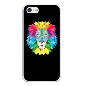 Чехол для Apple iPhone 5/5S силиконовый с принтом Lion color в Белгороде, Силикон | Область печати: задняя сторона чехла, без боковых панелей | lion | голова животного | кот | кошка | лев | цвет