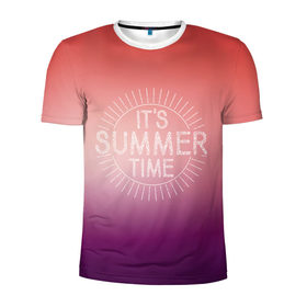 Мужская футболка 3D спортивная с принтом IT`S SUMMER TIME в Белгороде, 100% полиэстер с улучшенными характеристиками | приталенный силуэт, круглая горловина, широкие плечи, сужается к линии бедра | it s summer time | время | жара | красный | лето | розовый | солнце | тепло | фиолет | цвета | это время лето