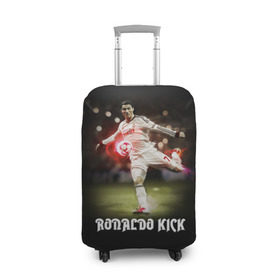 Чехол для чемодана 3D с принтом Удар Роналдо в Белгороде, 86% полиэфир, 14% спандекс | двустороннее нанесение принта, прорези для ручек и колес | real | ronaldo | реал мадрид | роналдо | футбол