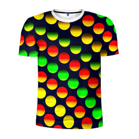 Мужская футболка 3D спортивная с принтом Горошек в Белгороде, 100% полиэстер с улучшенными характеристиками | приталенный силуэт, круглая горловина, широкие плечи, сужается к линии бедра | круги | паттерн | точки | цветной | яркий