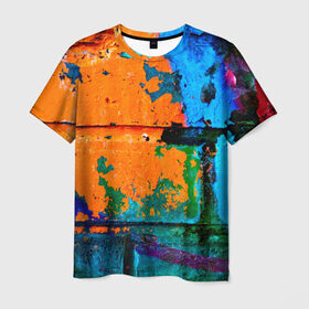 Мужская футболка 3D с принтом Краска в Белгороде, 100% полиэфир | прямой крой, круглый вырез горловины, длина до линии бедер | кирпич | мазня | стена | цветной | яркий