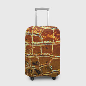 Чехол для чемодана 3D с принтом Золотая кожа в Белгороде, 86% полиэфир, 14% спандекс | двустороннее нанесение принта, прорези для ручек и колес | металлик | текстура