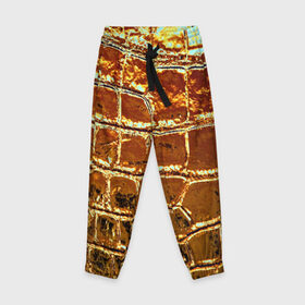 Детские брюки 3D с принтом Золотая кожа в Белгороде, 100% полиэстер | манжеты по низу, эластичный пояс регулируется шнурком, по бокам два кармана без застежек, внутренняя часть кармана из мелкой сетки | металлик | текстура