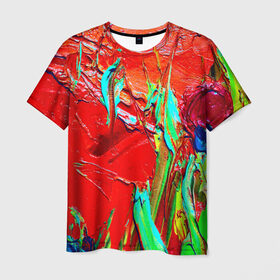 Мужская футболка 3D с принтом Масляные краски в Белгороде, 100% полиэфир | прямой крой, круглый вырез горловины, длина до линии бедер | абстракция | абстракция красок | арт | краска | мазки | цветные