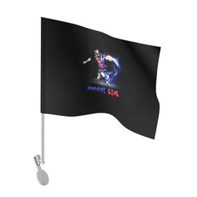 Флаг для автомобиля с принтом Удар Месси в Белгороде, 100% полиэстер | Размер: 30*21 см | barselona | messi | барселона | испания | месси | футбол