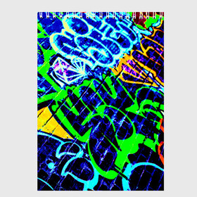 Скетчбук с принтом Надписи в Белгороде, 100% бумага
 | 48 листов, плотность листов — 100 г/м2, плотность картонной обложки — 250 г/м2. Листы скреплены сверху удобной пружинной спиралью | Тематика изображения на принте: буквы | кирпич | рисунок | стена | цветной | яркий