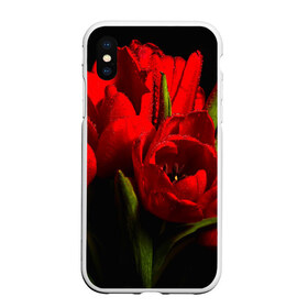 Чехол для iPhone XS Max матовый с принтом Тюльпаны в Белгороде, Силикон | Область печати: задняя сторона чехла, без боковых панелей | букет | красота | поле | природа | тюльпаны | цветы