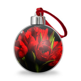 Ёлочный шар с принтом Тюльпаны в Белгороде, Пластик | Диаметр: 77 мм | букет | красота | поле | природа | тюльпаны | цветы