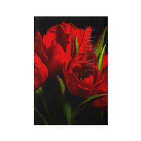 Обложка для паспорта матовая кожа с принтом Тюльпаны в Белгороде, натуральная матовая кожа | размер 19,3 х 13,7 см; прозрачные пластиковые крепления | Тематика изображения на принте: букет | красота | поле | природа | тюльпаны | цветы