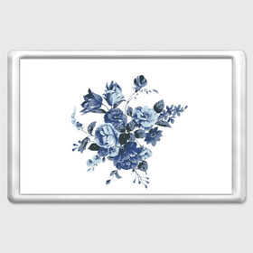 Магнит 45*70 с принтом Синие цветы в Белгороде, Пластик | Размер: 78*52 мм; Размер печати: 70*45 | Тематика изображения на принте: розы | синие розы | узор | цветы