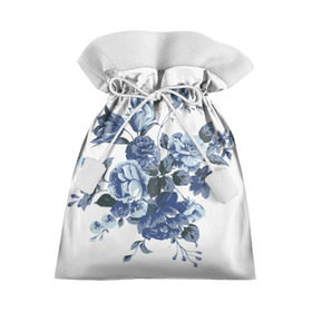 Подарочный 3D мешок с принтом Синие цветы в Белгороде, 100% полиэстер | Размер: 29*39 см | Тематика изображения на принте: розы | синие розы | узор | цветы