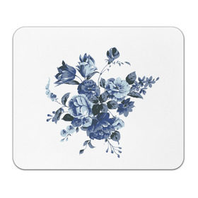 Коврик прямоугольный с принтом Синие цветы в Белгороде, натуральный каучук | размер 230 х 185 мм; запечатка лицевой стороны | розы | синие розы | узор | цветы