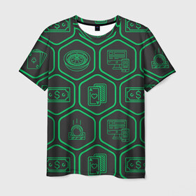 Мужская футболка 3D с принтом Hexagons в Белгороде, 100% полиэфир | прямой крой, круглый вырез горловины, длина до линии бедер | 