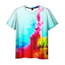 Мужская футболка 3D с принтом Палитра красок в Белгороде, 100% полиэфир | прямой крой, круглый вырез горловины, длина до линии бедер | абстракция | абстракция красок | брызги | краска | цветные