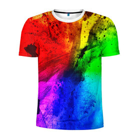 Мужская футболка 3D спортивная с принтом Grunge paint в Белгороде, 100% полиэстер с улучшенными характеристиками | приталенный силуэт, круглая горловина, широкие плечи, сужается к линии бедра | абстракция | абстракция красок | арт | брызги | краска | цветные