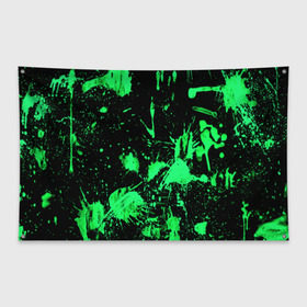 Флаг-баннер с принтом Брызги красок в Белгороде, 100% полиэстер | размер 67 х 109 см, плотность ткани — 95 г/м2; по краям флага есть четыре люверса для крепления | зеленый | кляксы | паттерн | черный