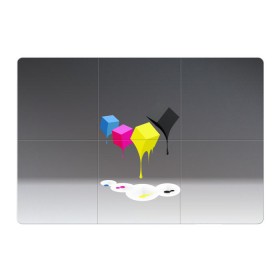 Магнитный плакат 3Х2 с принтом Краски-кубики в Белгороде, Полимерный материал с магнитным слоем | 6 деталей размером 9*9 см | жёлтый | краски | кубики | розовый | стекают | цвета | чёрный