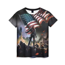 Женская футболка 3D с принтом Homefront: The Revolution в Белгороде, 100% полиэфир ( синтетическое хлопкоподобное полотно) | прямой крой, круглый вырез горловины, длина до линии бедер | america | homefront | revolution | usa | америка | революция | сша | хоумфронт