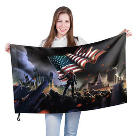 Флаг 3D с принтом Homefront: The Revolution в Белгороде, 100% полиэстер | плотность ткани — 95 г/м2, размер — 67 х 109 см. Принт наносится с одной стороны | america | homefront | revolution | usa | америка | революция | сша | хоумфронт
