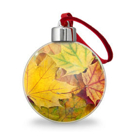 Ёлочный шар с принтом Осенние листья в Белгороде, Пластик | Диаметр: 77 мм | Тематика изображения на принте: жёлтый | зелёный | клён | листва
