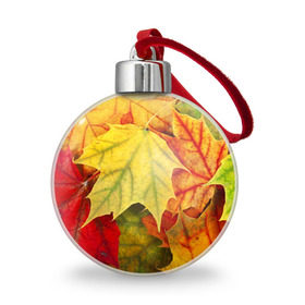 Ёлочный шар с принтом Кленовые листья в Белгороде, Пластик | Диаметр: 77 мм | жёлтый | зелёный | красный | листва | оранжевый | осень