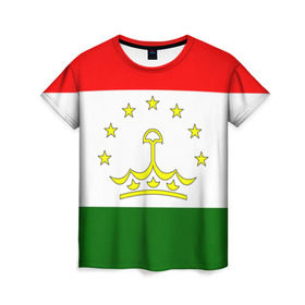Женская футболка 3D с принтом Таджикистан в Белгороде, 100% полиэфир ( синтетическое хлопкоподобное полотно) | прямой крой, круглый вырез горловины, длина до линии бедер | нации | страна | флаг