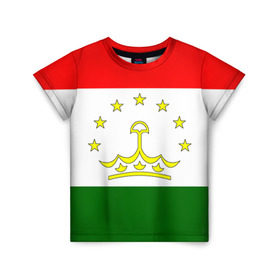 Детская футболка 3D с принтом Таджикистан в Белгороде, 100% гипоаллергенный полиэфир | прямой крой, круглый вырез горловины, длина до линии бедер, чуть спущенное плечо, ткань немного тянется | нации | страна | флаг