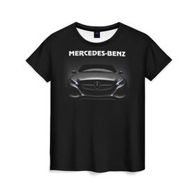 Женская футболка 3D с принтом Мерседес в Белгороде, 100% полиэфир ( синтетическое хлопкоподобное полотно) | прямой крой, круглый вырез горловины, длина до линии бедер | mercedes benz | авто | автомобиль | мерседес