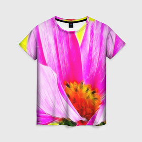 Женская футболка 3D с принтом Цветы в Белгороде, 100% полиэфир ( синтетическое хлопкоподобное полотно) | прямой крой, круглый вырез горловины, длина до линии бедер | арт | красота | природа | цветы