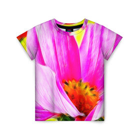 Детская футболка 3D с принтом Цветы в Белгороде, 100% гипоаллергенный полиэфир | прямой крой, круглый вырез горловины, длина до линии бедер, чуть спущенное плечо, ткань немного тянется | арт | красота | природа | цветы