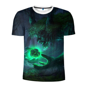 Мужская футболка 3D спортивная с принтом Лесной дух в Белгороде, 100% полиэстер с улучшенными характеристиками | приталенный силуэт, круглая горловина, широкие плечи, сужается к линии бедра | арт | волшебство | дерево | лесной дух | сфера