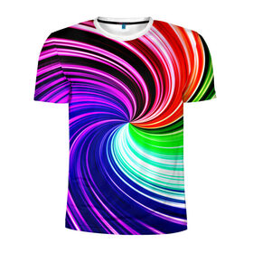 Мужская футболка 3D спортивная с принтом Радуга в Белгороде, 100% полиэстер с улучшенными характеристиками | приталенный силуэт, круглая горловина, широкие плечи, сужается к линии бедра | линии | разноцветный | спираль