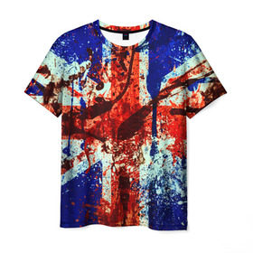 Мужская футболка 3D с принтом Англия в Белгороде, 100% полиэфир | прямой крой, круглый вырез горловины, длина до линии бедер | Тематика изображения на принте: британия | кляксы | краска | флаг
