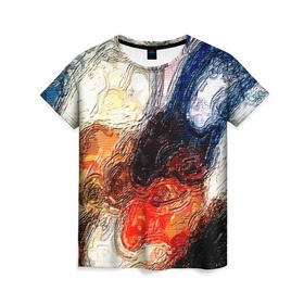 Женская футболка 3D с принтом Размытые краски в Белгороде, 100% полиэфир ( синтетическое хлопкоподобное полотно) | прямой крой, круглый вырез горловины, длина до линии бедер | разноцветный | текстура | фильтр
