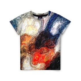 Детская футболка 3D с принтом Размытые краски в Белгороде, 100% гипоаллергенный полиэфир | прямой крой, круглый вырез горловины, длина до линии бедер, чуть спущенное плечо, ткань немного тянется | разноцветный | текстура | фильтр