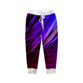 Детские брюки 3D с принтом Фиолетовый в Белгороде, 100% полиэстер | манжеты по низу, эластичный пояс регулируется шнурком, по бокам два кармана без застежек, внутренняя часть кармана из мелкой сетки | волна | текстура | фиолетовый