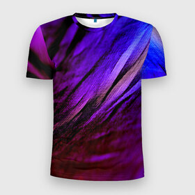 Мужская футболка 3D спортивная с принтом Фиолетовый в Белгороде, 100% полиэстер с улучшенными характеристиками | приталенный силуэт, круглая горловина, широкие плечи, сужается к линии бедра | волна | текстура | фиолетовый