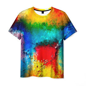 Мужская футболка 3D с принтом Абстракция красок в Белгороде, 100% полиэфир | прямой крой, круглый вырез горловины, длина до линии бедер | абстракция | абстракция красок | брызги | краска | цветные