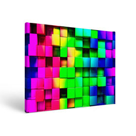 Холст прямоугольный с принтом Кубики в Белгороде, 100% ПВХ |  | Тематика изображения на принте: радуга | разноцветный. квадраты | текстура
