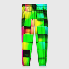 Женские брюки 3D с принтом Кубики в Белгороде, полиэстер 100% | прямой крой, два кармана без застежек по бокам, с мягкой трикотажной резинкой на поясе и по низу штанин. В поясе для дополнительного комфорта — широкие завязки | радуга | разноцветный. квадраты | текстура
