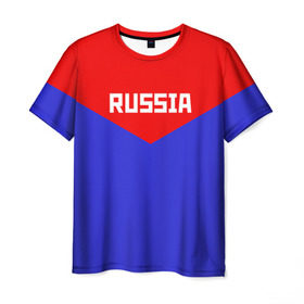 Мужская футболка 3D с принтом Russia в Белгороде, 100% полиэфир | прямой крой, круглый вырез горловины, длина до линии бедер | 2016 | олимпиада | ретро | россия | сборная | сборная россии | советский союз | ссср