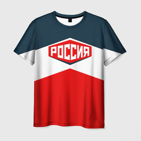 Мужская футболка 3D с принтом Россия СССР в Белгороде, 100% полиэфир | прямой крой, круглый вырез горловины, длина до линии бедер | 2016 | олимпиада | ретро | россия | сборная | сборная россии | советский союз | ссср