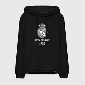 Мужская толстовка хлопок с принтом FC Real Madrid в Белгороде, френч-терри, мягкий теплый начес внутри (100% хлопок) | карман-кенгуру, эластичные манжеты и нижняя кромка, капюшон с подкладом и шнурком | 