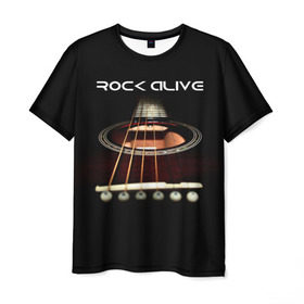 Мужская футболка 3D с принтом ROCK ALIVE в Белгороде, 100% полиэфир | прямой крой, круглый вырез горловины, длина до линии бедер | rock | рок | рок жив | рок музыка | русский рок
