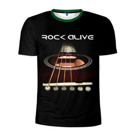 Мужская футболка 3D спортивная с принтом ROCK ALIVE в Белгороде, 100% полиэстер с улучшенными характеристиками | приталенный силуэт, круглая горловина, широкие плечи, сужается к линии бедра | rock | рок | рок жив | рок музыка | русский рок