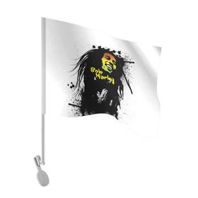 Флаг для автомобиля с принтом Bob Marley в Белгороде, 100% полиэстер | Размер: 30*21 см | bob marley | боб марли | музыка | регги | ямайка