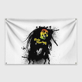 Флаг-баннер с принтом Bob Marley в Белгороде, 100% полиэстер | размер 67 х 109 см, плотность ткани — 95 г/м2; по краям флага есть четыре люверса для крепления | Тематика изображения на принте: bob marley | боб марли | музыка | регги | ямайка
