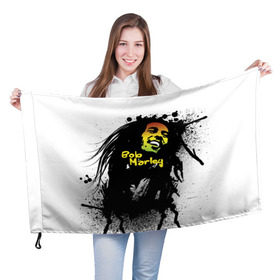 Флаг 3D с принтом Bob Marley в Белгороде, 100% полиэстер | плотность ткани — 95 г/м2, размер — 67 х 109 см. Принт наносится с одной стороны | bob marley | боб марли | музыка | регги | ямайка