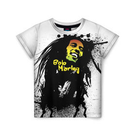 Детская футболка 3D с принтом Bob Marley в Белгороде, 100% гипоаллергенный полиэфир | прямой крой, круглый вырез горловины, длина до линии бедер, чуть спущенное плечо, ткань немного тянется | bob marley | боб марли | музыка | регги | ямайка
